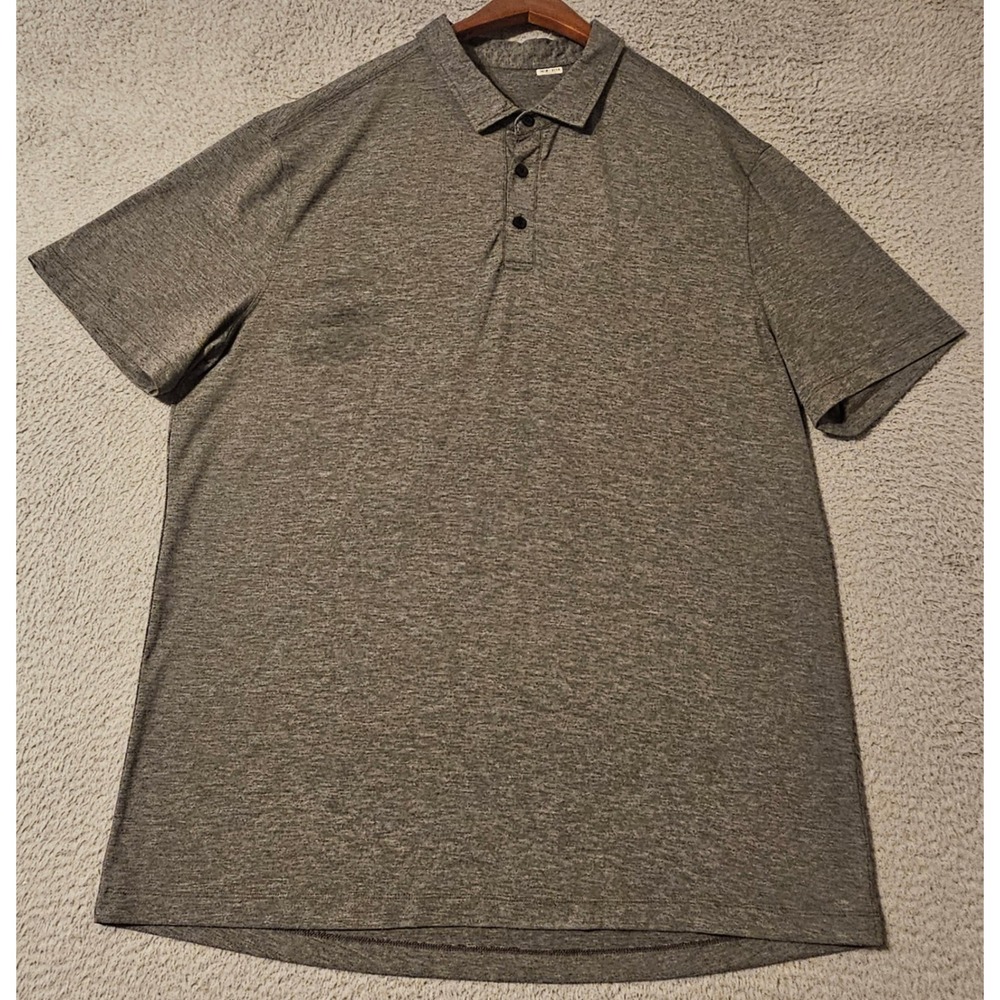 Lululemon Evolution Polo Shirt Mens XL Heathered Grey Short Sleeve Golf Top